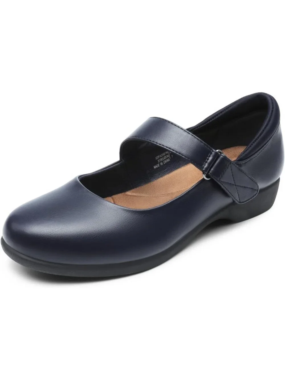 Dream Pairs Women's Navy Round Toe Adjustable Ankle Strap Mary Jane Flats